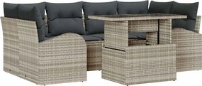 vidaXL Kerti Kanapé Szett párnával 7 pcs Világosszürke Poli rattan