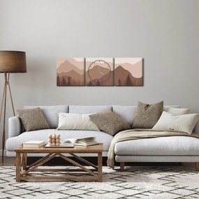 Kép - Barna hegyek N⁰1 (órával) (90x30 cm)