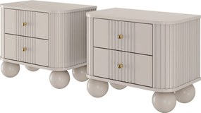 Vesper éjjeliszekrény készlet 56 cm - kasmír / arany fogantyúk / gömb alakú lábak