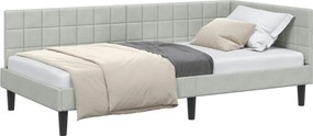 vidaXL Sarokágy keret fejtámlával Világosszürke 90 cm x 200 cm Bársony