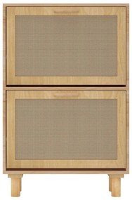 vidaXL barna szerelt fa és természetes rattan cipőszekrény 52x25x80 cm