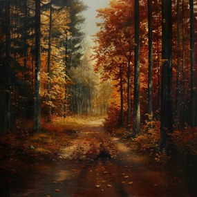 Canvas Vászonkép Természet Erdő Fák Ősz Út 40x40