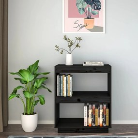 fekete tömör fenyőfa könyvszekrény 60 x 35 x 71 cm