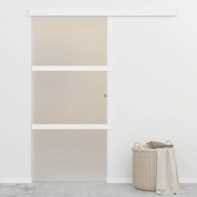 ezüst ESG üveg és alumínium tolóajtó puha ütközőkkel 90x205 cm