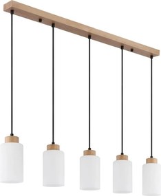 Globo 15977-5H - Kábelre függesztett csillár ROWENA 5xE27/60W/230V tölgy/fehér