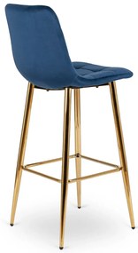 Kék Bársony Bárszék Aranyszínű Lábbal. ARIEL