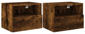 2 db füstös tölgy színű szerelt fa fali TV-szekrény 40x30x30 cm