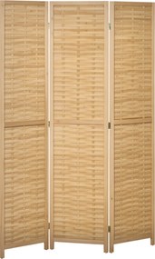 HOMCOM 3-panelos Paravent, 120 x 170 cm Szobai Elválasztó, Bambusz Partíció, Hajtható Magánéleti Képernyő, Szoba Elválasztó a Nappaliba és Hálószobába