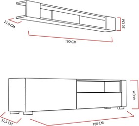 Arya White and Cordoba TV-állvány polccal