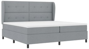 Boxspringágy Mattal - Világosszürke, 200x200 cm, Szövet