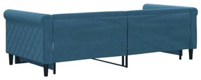 kék kihúzható szövet heverő 90 x 200 cm