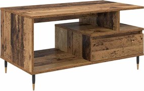 vidaXL Dohányzóasztal fiókkal Öreg fa 90 x 49 x 45 cm Faanyag