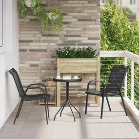 3 darabos kerti bistro szett fekete textilénnel és acéllal