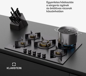 Klarstein Goldflame Nano gáz főzőlap, 5 sárgaréz égő, Nano bevonat, LPG/földgáz