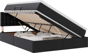 vidaXL Ágy tárolóval és matraccal matracmal Fekete 140 x 200 cm Műbőr