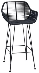 Bárszék 2 pcs Fekete 55 x 52 x 92 cm Rattan és Vas