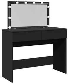 fekete LED-es fésülködőasztal 100 x 40 x 120 cm