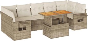 vidaXL 8 részes bézs polyrattan kerti ülőgarnitúra párnával