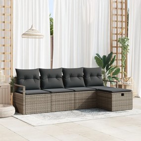Kerti Kanapé Szett 5 pcs Szürke 230 x 117 x 85 cm Poli rattan