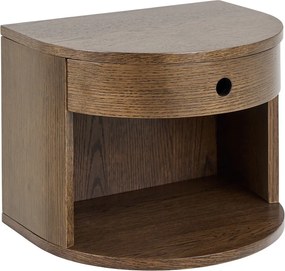 Sötét natúr színű éjjeliszekrény tölgyfa dekorral Paron – Actona