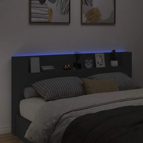Fejtámla LED -es lámpákkal Fekete 200 x 16,5 x 103,5 cm Faanyag