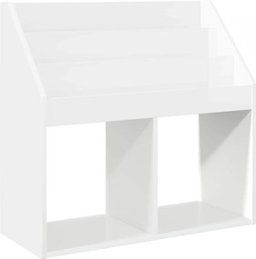 vidaXL Gyerek Könyvespolc Magas Fényű Fehér 72,5 x 29,5 x 69 cm