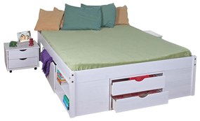 Multifunkcionális kétszemélyes ágy KLASA fehér 160x200