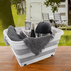 Fehér-szürke fedeles műanyag tárolódoboz 54x39x28 cm Kemp – Orion