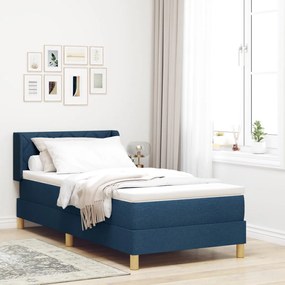 Boxspring ágy matraccal, kék színben, 100 x 200 cm, szövet