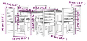 7 részes tömör duglászfenyő kerti étkezőgarnitúra