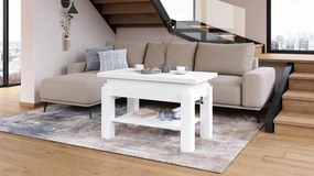 Mazzoni BRAWO Fehér - NYITHATÓ/MAGASÍTHATÓ DOHÁNYZÓASZTAL POLCCAL ÉTKEZŐASZTALKÉNT IS HASZNÁLHATÓ