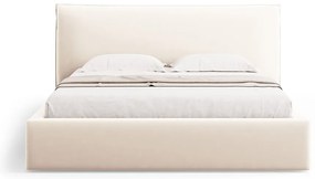 Krémszínű kárpitozott ágyneműtartós franciaágy ágyráccsal 180x200 cm Elio – Milo Casa