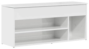 magasfényű fehér szerelt fa cipőpolc 102x30,5x45 cm