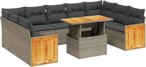 vidaXL 10 részes szürke polyrattan kerti ülőgarnitúra párnákkal