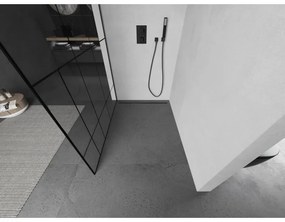 Mexen Kioto, Walk-In zuhany paraván 90 x 200 cm, 8 mm átlátszó üveg fekete mintás, grafit profil, 800-090-101-95-78
