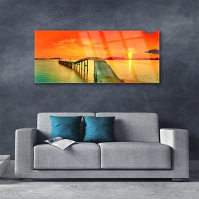 Fali üvegkép Sea Bridge architektúra 125x50 cm