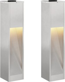 vidaXL Napelemes LED Útjelző Lámpa 2 pcs Ezüst Rozsdamentes acél