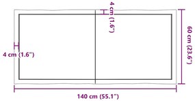 világosbarna kezelt tömör asztallap 140x60x(2-4) cm