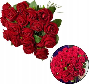 20 szál vörös rózsa csokor, 50 cm-es bársony rózsák, váza dekoráció