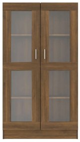 barna tölgy színű szerelt fa vitrinszekrény 82,5x30,5x150 cm