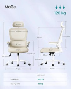 Irodai szék, ergonomikus forgó szék, légáteresztő, homokbézs