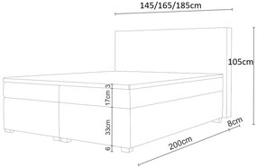 Franciaágy  Boxspring 140 cm Simon (sötétbarna) (matraccal, tárolóhely nélkül). 1047330