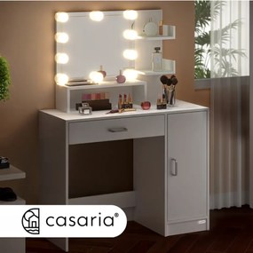 JOCELYN fésülködőasztal világítással, 140×90×40cm, fehér Casaria