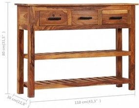 3 fiókos tömör akácfa tálalószekrény 110 x 30 x 80 cm