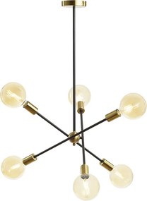 RENDL ARTEMIA 6 na tyči černá česaná mosaz 230V LED E27 6x15W