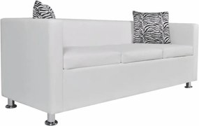 Fehér 3 személyes és 2 személyes karfás műbőr kanapészett