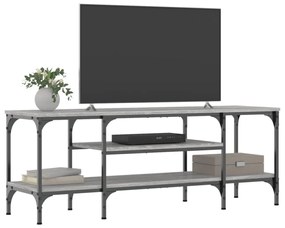 szürke sonoma színű szerelt fa és vas TV-szekrény 121x35x45 cm
