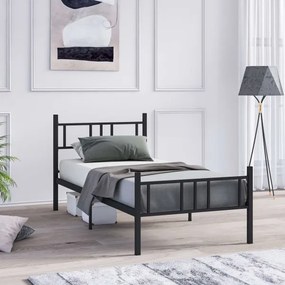 PIRON fém egyszemélyes ágy 90x200 cm fekete teherbírás 120 kg