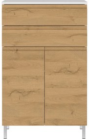 Fehér alacsony fürdőszoba szekrény tölgyfa dekorral 60x97 cm Torrance - Germania
