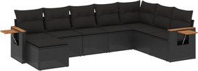 vidaXL 8 részes fekete polyrattan kerti ülőgarnitúra párnákkal